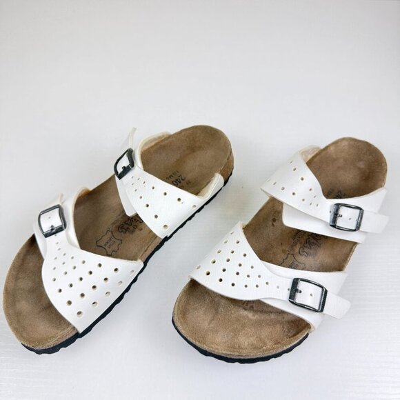 Birkenstock Shoes - Birkenstock Birki's Freeport White Perforated Two Strap Sandals